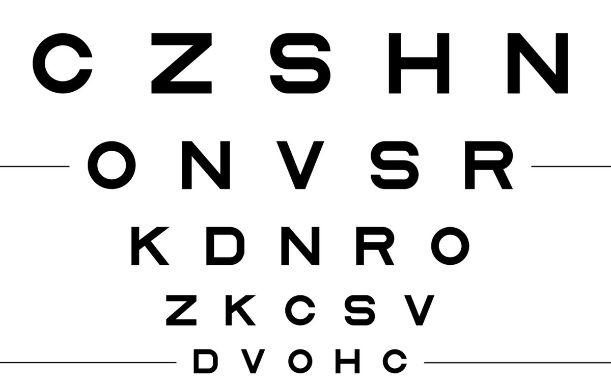 Rows of letters from an ETDRS visual acuity chart